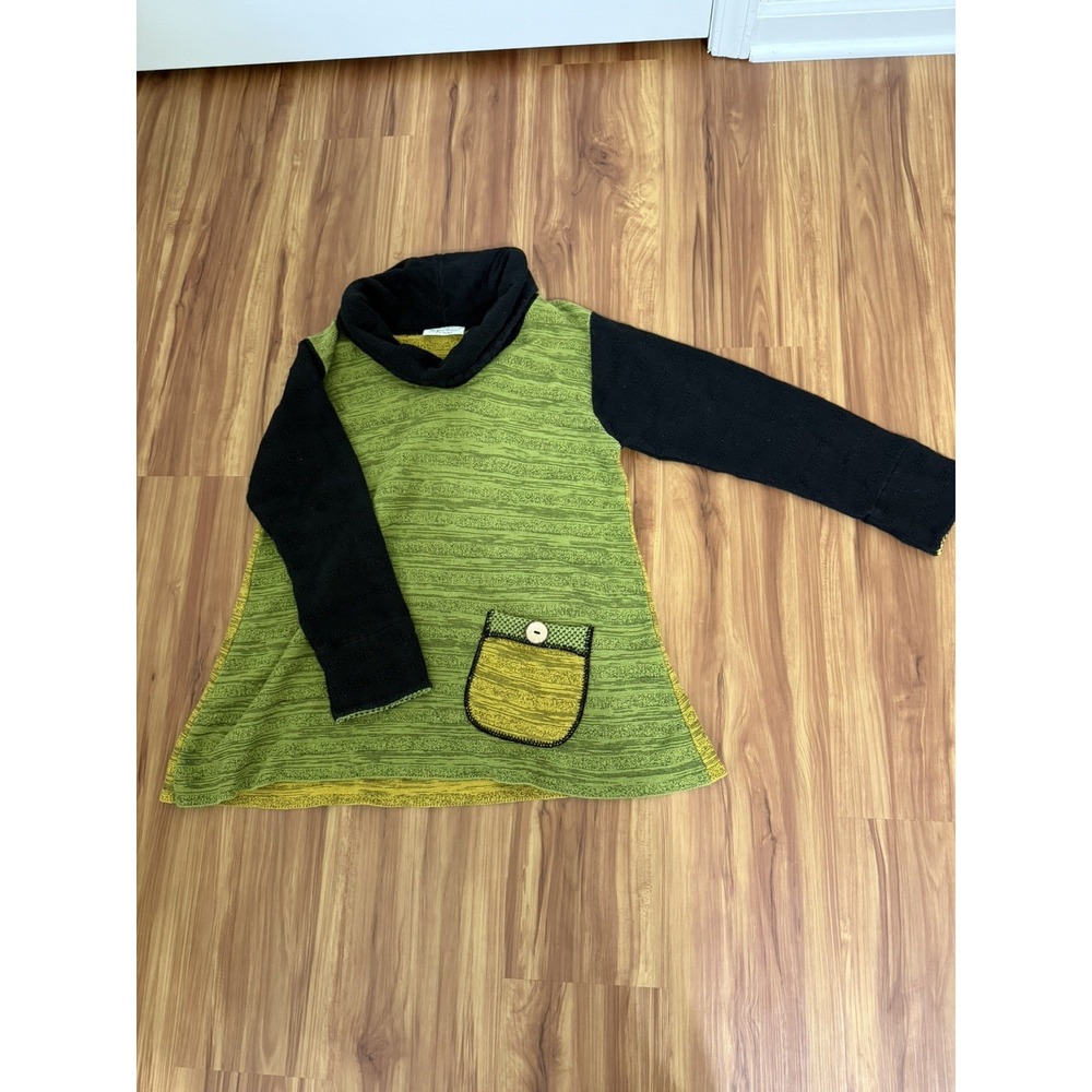 Margaret Winters Lagenlook Color Block Pocket Pullover Sweater Art Teacher Small